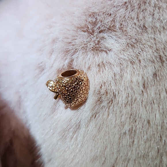 14 Kt Rose Gold Plated Sterling Silver Textured Matte Apple Charm - Picture 3 of 6